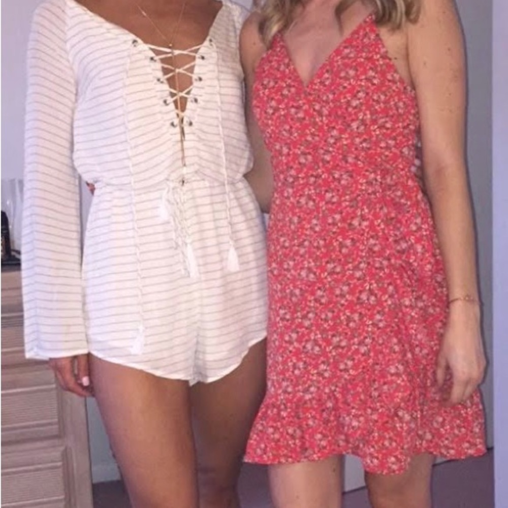 Free people floral “red” wrap mini dress